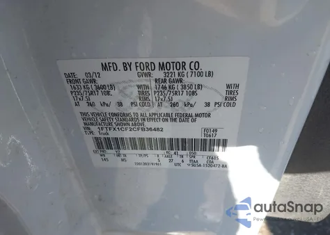 2012 Ford F-150 Xlt from USA, damaged, VIN 1FTFX1CF2CFB36482